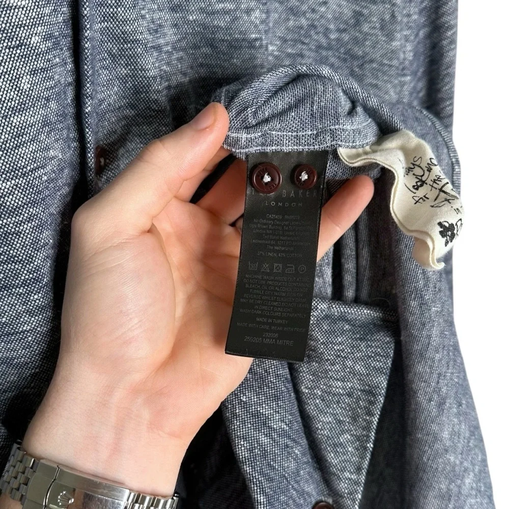 Ted Baker Linen Button Down Shirt - Picture 7 of 7